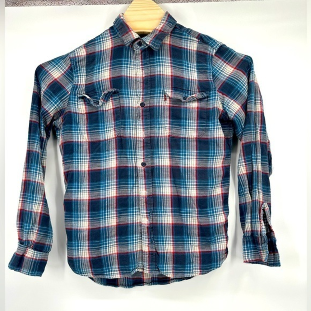 1Vintage 🇺🇸 Levi’s Shirt flannel blue plate shirt size L